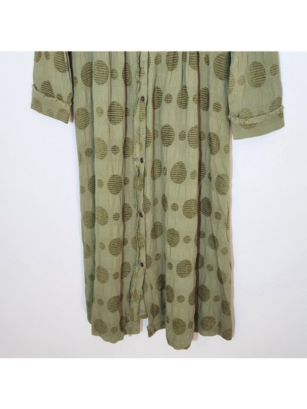 Umgee Green Midi Long Sleeve Shirt Dress NWT Size Medium - Picture 4 of 8